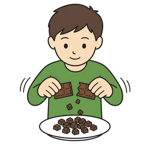 Pittogramma CAA: spezzare il cioccolato in pezzi