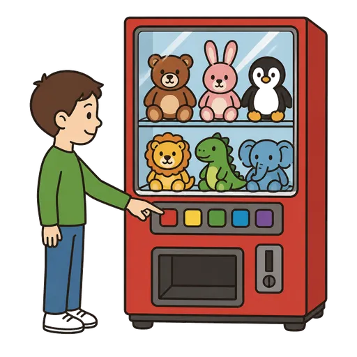 Piktogram AAC: automat z maskotkami
