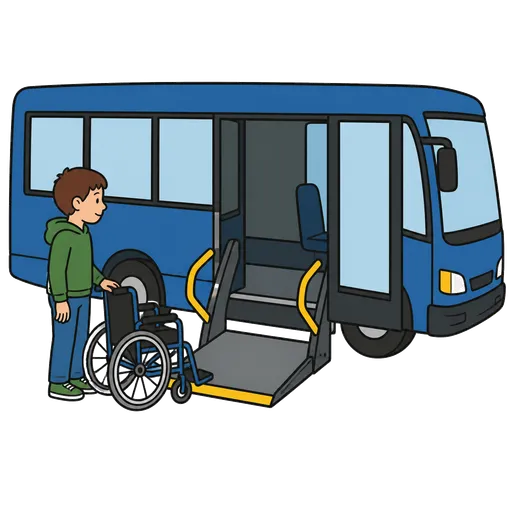 Piktogram AAK: autobus s výtahem pro invalidní vozík