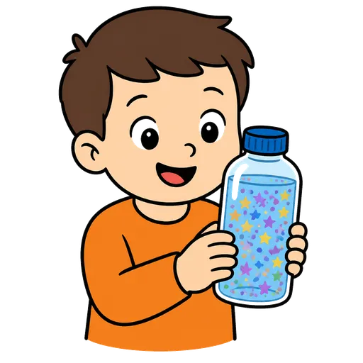 Pictogramme CAA : bouteille sensorielle avec eau et paillettes