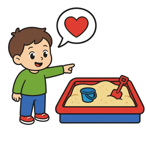 Pittogramma CAA: Voglio andare nella sandbox