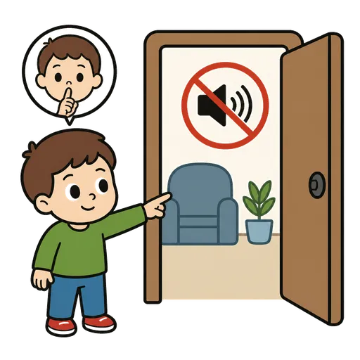 Piktogram AAC: chcę iść w ciche miejsce