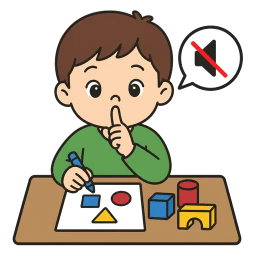 Piktogram AAC: chcę pracować w ciszy