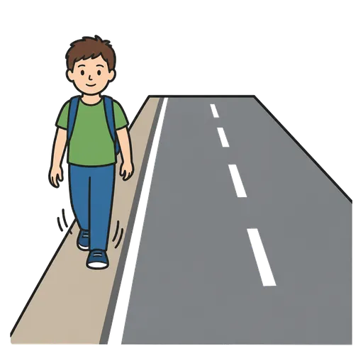 Pictogramme CAA : marcher le long du bas-côté de la route
