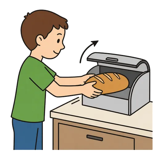 Piktogram AAC: chować chleb do chlebaka