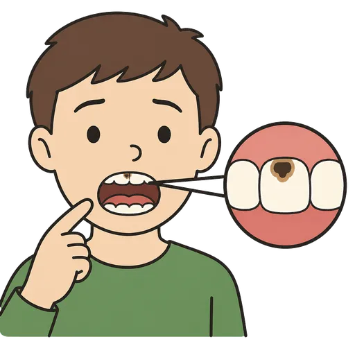 Pittogramma CAA: macchia scura su un dente