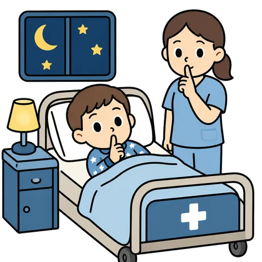 Pictogramme CAA : silence nocturne dans un hôpital
