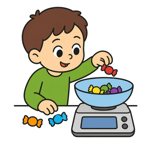 AAC-Piktogramm: Bonbons gewogen