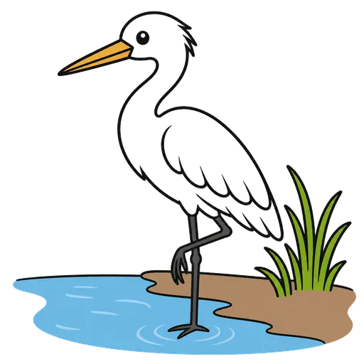 Piktogram AAC: czapla biała
