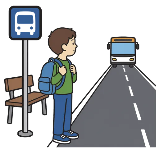 Piktogram AAC: czekam na autobus