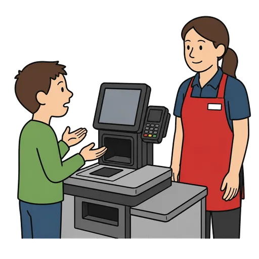 Piktogram AAC: czekam na pomoc pracownika