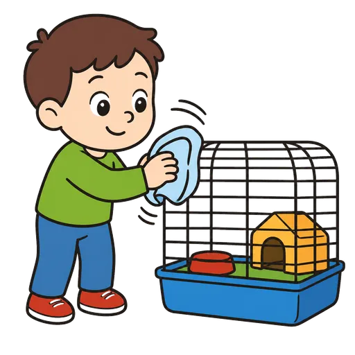 Piktogram AAC: czyścić klatkę