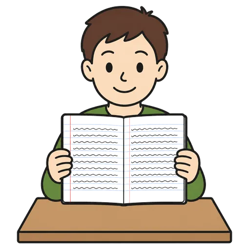 AAC-Piktogramm: saubere Abschrift (handschriftlich, ohne Korrekturen)