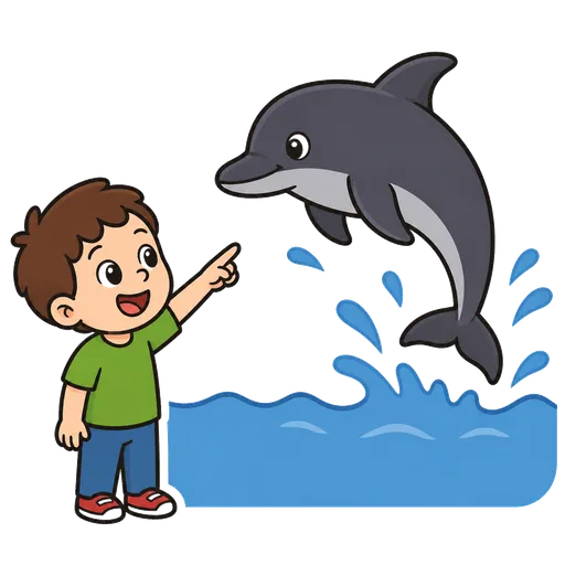 Piktogram AAC: delfin ciemnogrzbiety