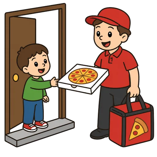 Piktogram AAC: dostawca pizzy