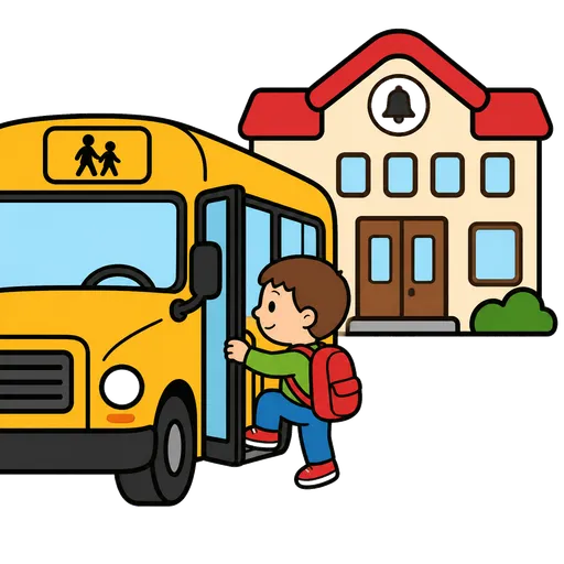 AAC pictogram: school bus pickup drop-off