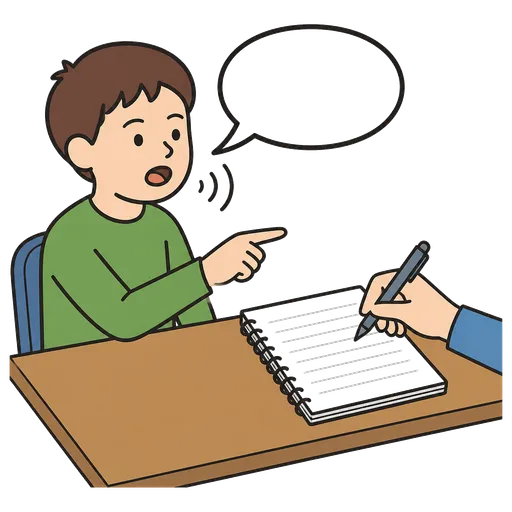 Pittogramma CAA: dettare (lentamente) testo da scrivere
