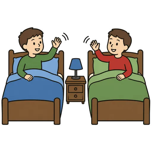 Pictograma CAA: compartir una habitación con el hermano