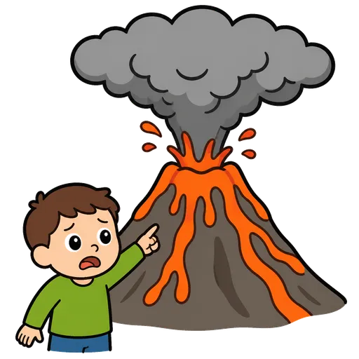 Piktogram AAC: erupcja wulkanu