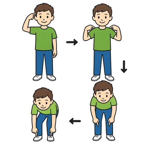 AAC pictogram: Head, shoulders, knees, and toes