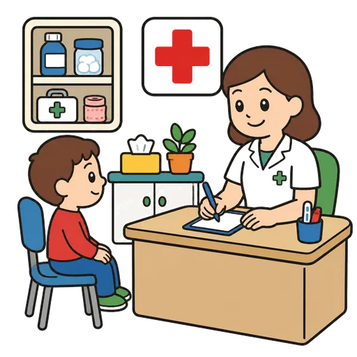 Pictograma CAA: oficina de la enfermera escolar