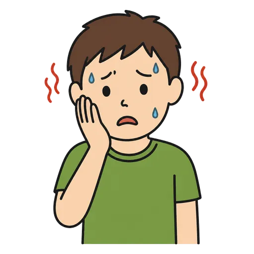 Pittogramma CAA: caldo sul mio viso