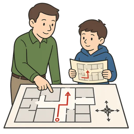 Piktogram AAC: instruktor orientacji przestrzennej