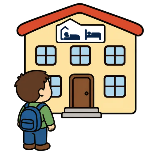 Pittogramma CAA: dormitorio della scuola interna