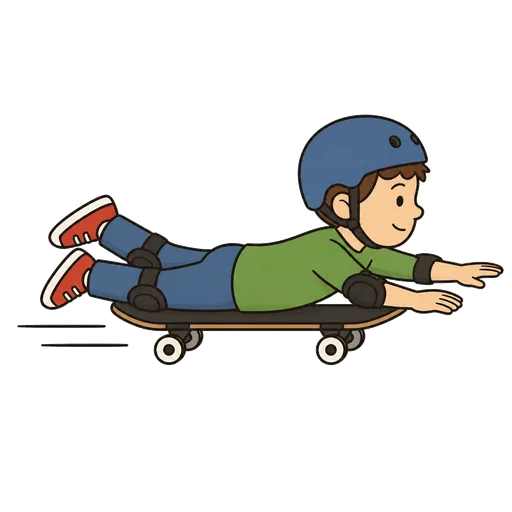 Piktogram AAK: ježdění na skateboardu na břiše