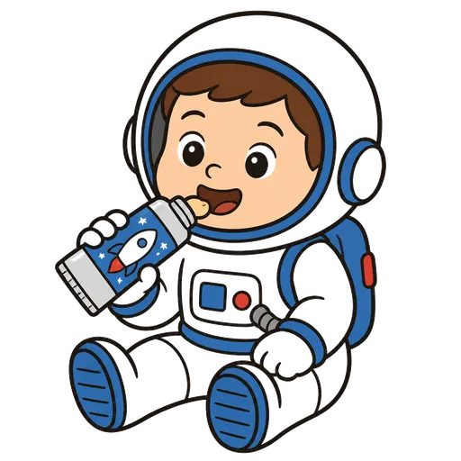 AAC-Piktogramm: Astronaut, der aus einer Quetschflasche isst
