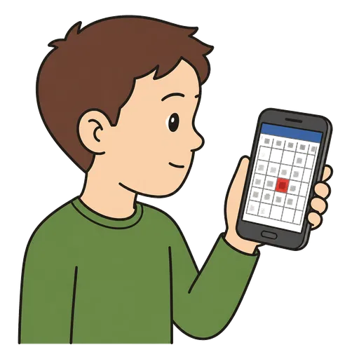 Pictograma CAA: calendario en el teléfono