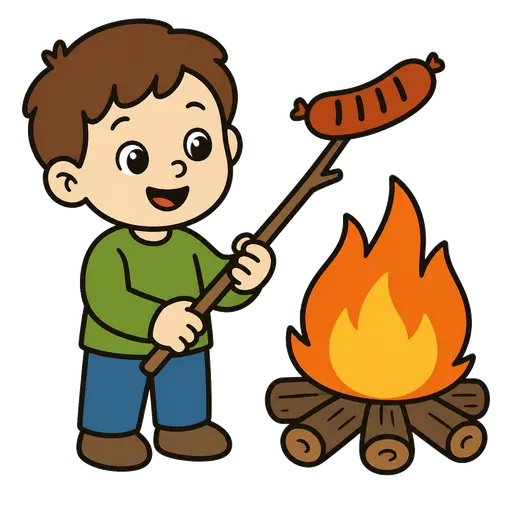 AAC-Piktogramm: Würstchen vom Lagerfeuer