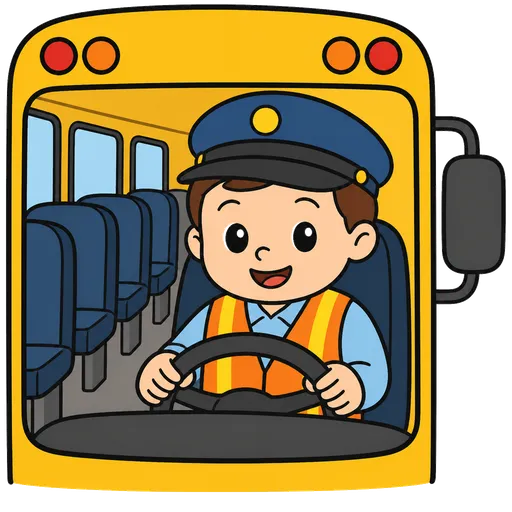 Piktogram AAC: kierowca autobusu szkolnego