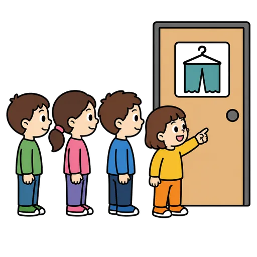 Piktogram AAC: kolejka do przymierzalni