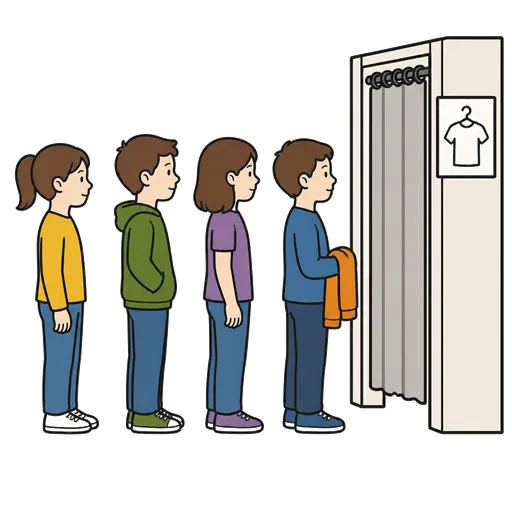 Pittogramma CAA: queue for the fitting room