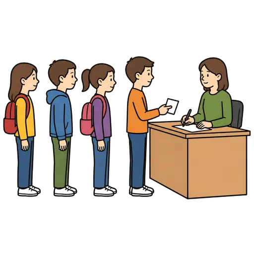 Piktogram AAC: kolejka do rejestracji