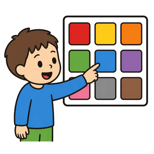 Pittogramma CAA: quadrato della tavola di comunicazione colorata