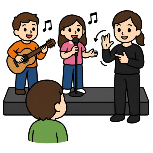 Piktogram AAC: koncert z tłumaczem migowym