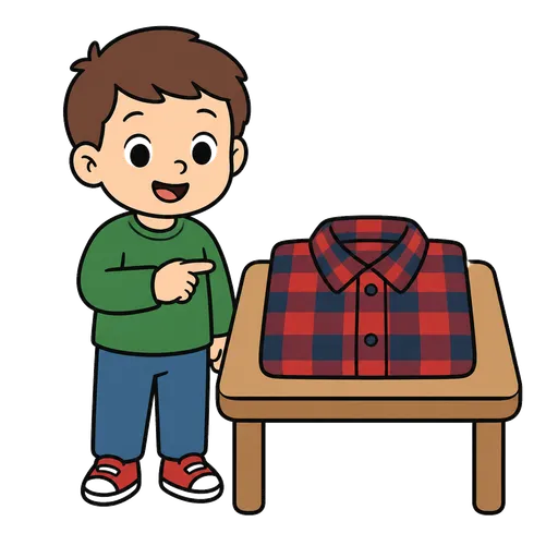 Piktogram AAC: koszula flanelowa