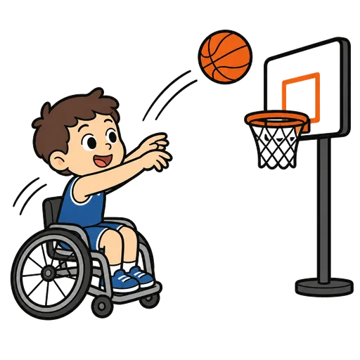 Piktogram AAK: basketbal na invalidním vozíku
