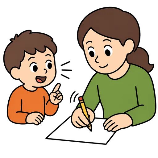 Pittogramma CAA: qualcuno scrive per me (l’assistente scrive ciò che detta)
