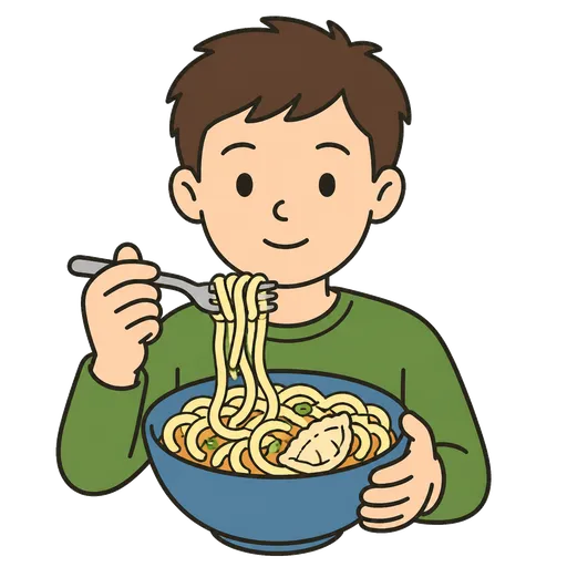 Pictograma CAA: fideos con albóndigas