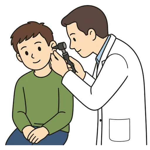 Pittogramma CAA: medico che guarda un orecchio