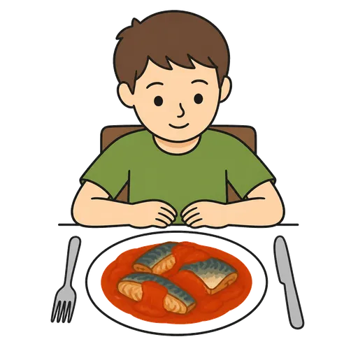 AAC-Piktogramm: Makrele in Tomatensoße