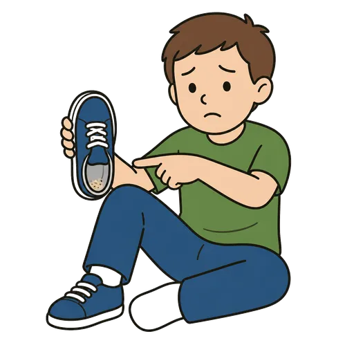 Pittogramma CAA: Ho sabbia nella mia scarpa