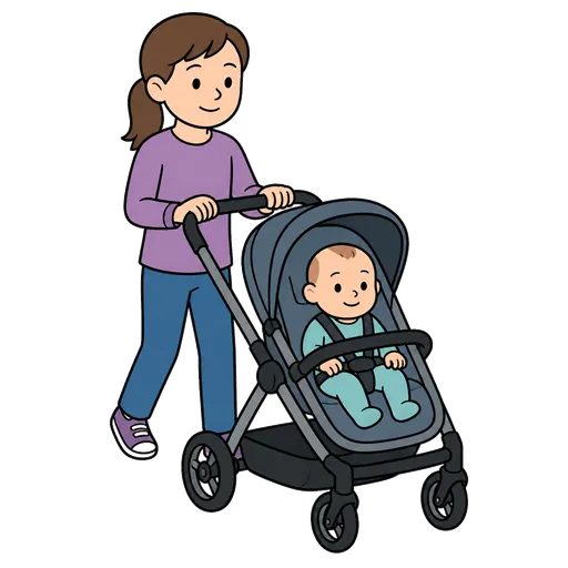 Pictograma CAA: mamá con cochecito