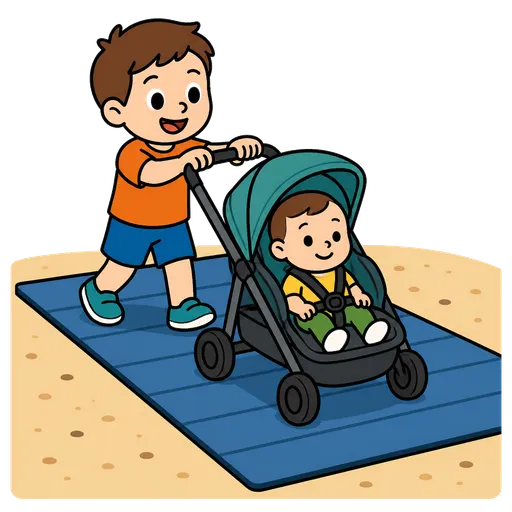 Pittogramma CAA: tappetino da spiaggia per passeggini