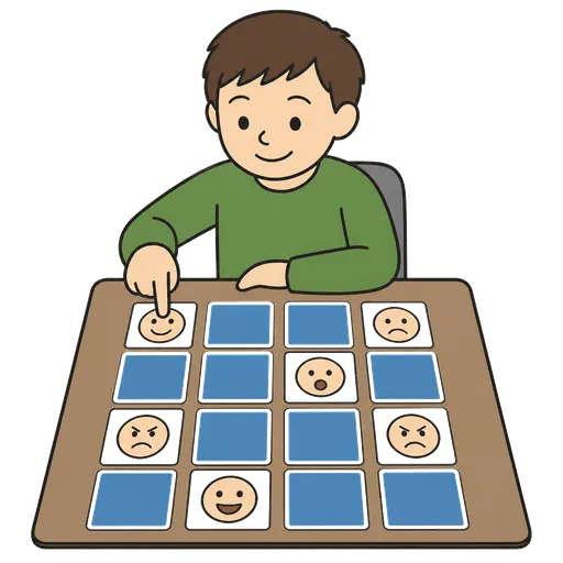 Pittogramma CAA: gioco di memoria con facce emotive