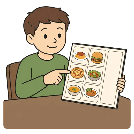 Piktogram AAC: menu z obrazkami