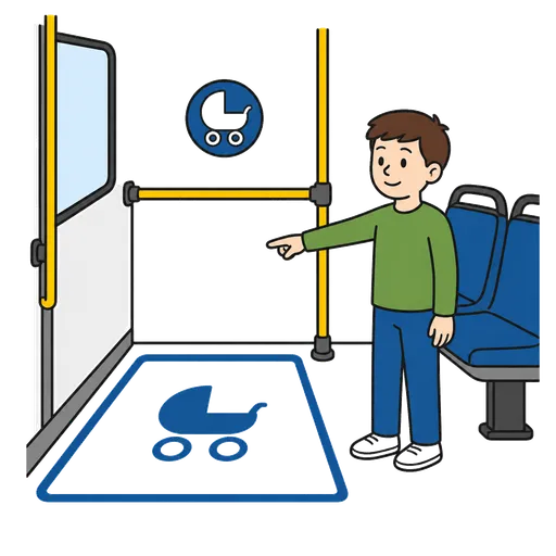 AAC-Piktogramm: Platz für Kinderwagen im Bus